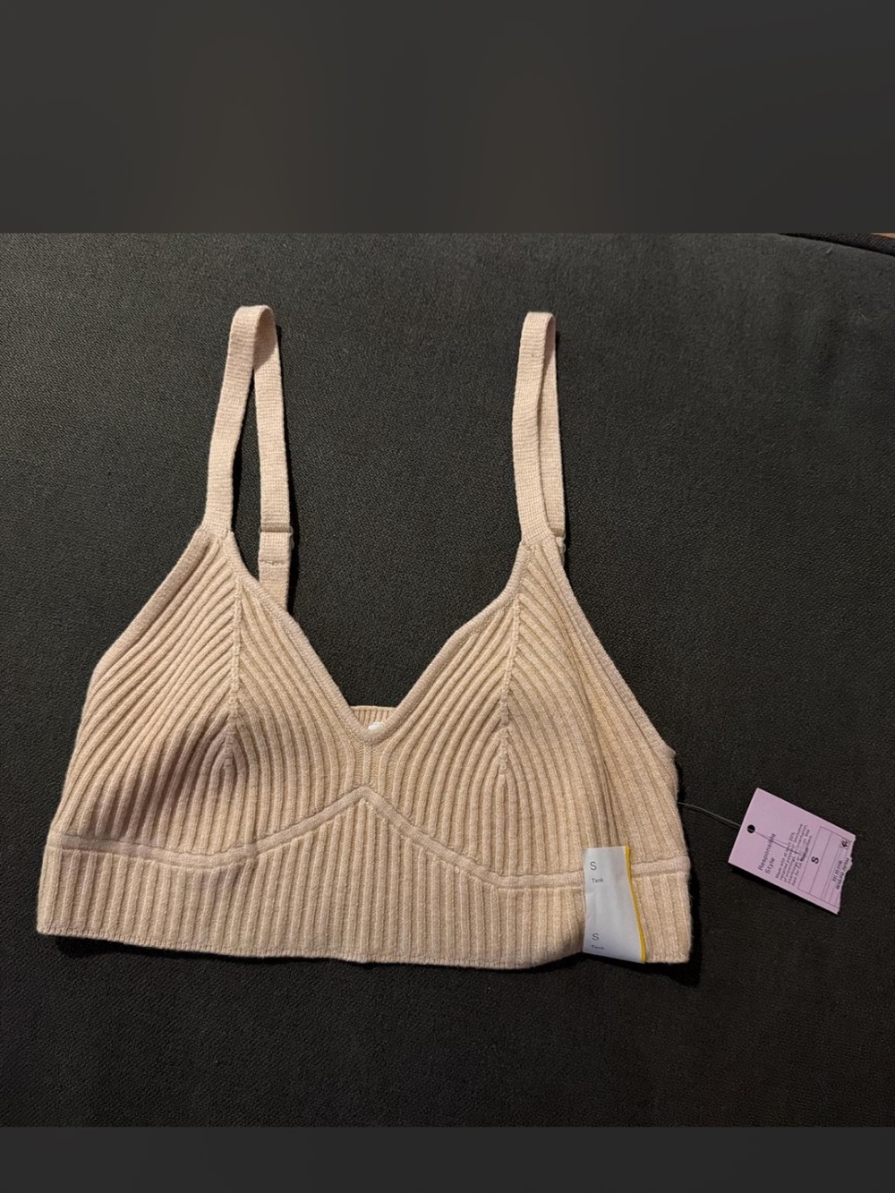 Target Beige Ribbed Knit Bralette Crop Top
